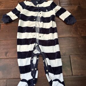 Ralph Lauren Navy and White Striped Kids Footie